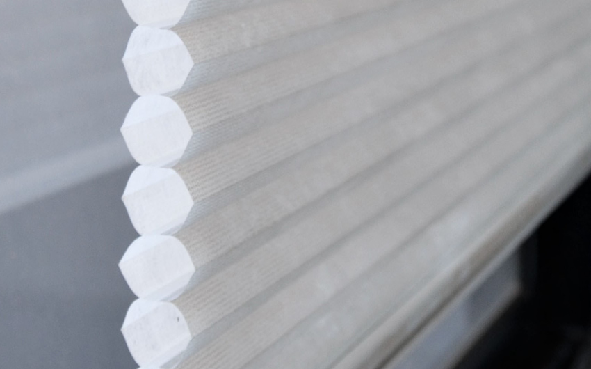 Close-up of honeycomb shades